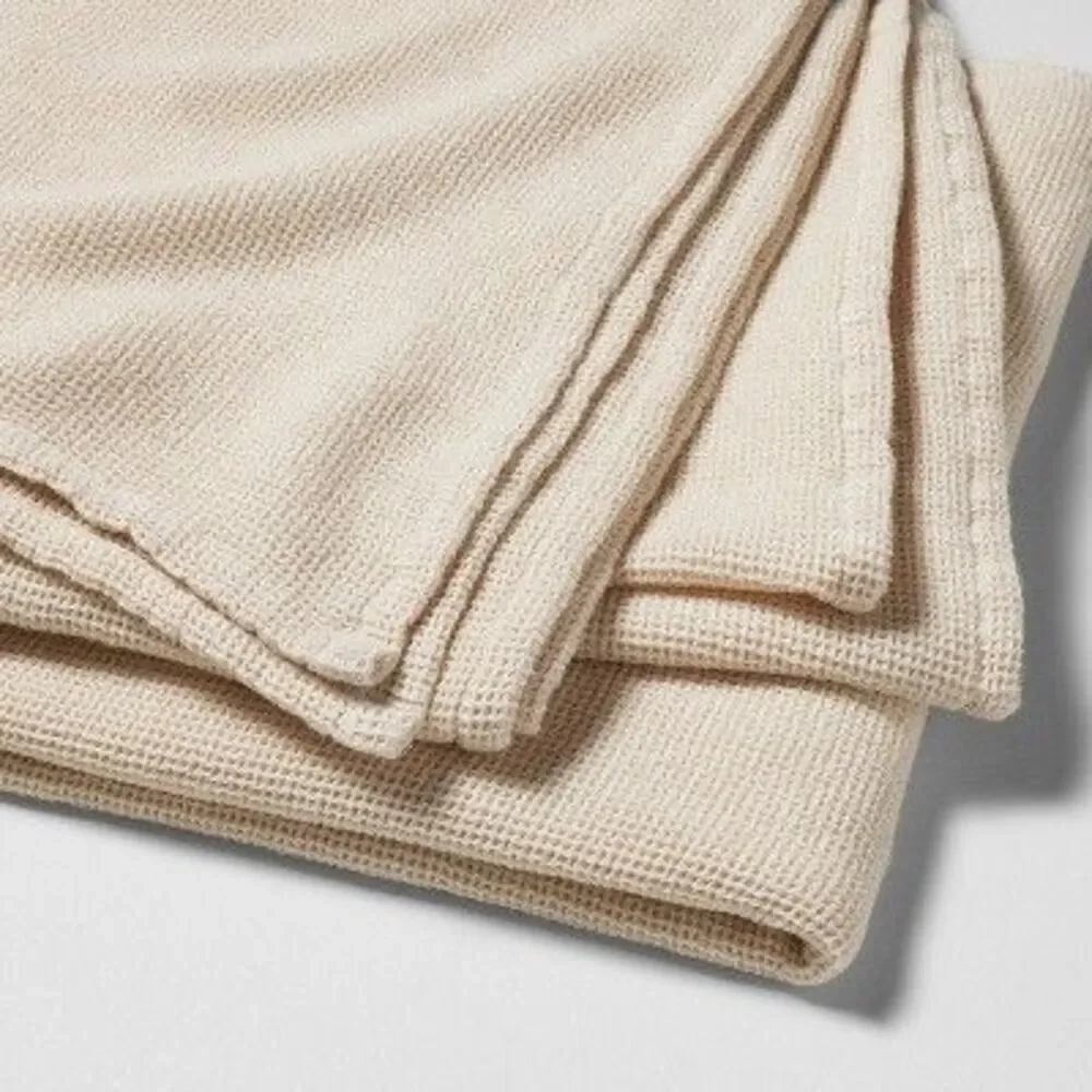 Casaluna - Full/Queen Micro Waffle Bed Blanket Natural - Casa Off-White